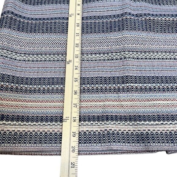 Halogen Tweed Textured Skirt Navy Natural Stripe Lined Back Zip Size 16 - Picture 3 of 10